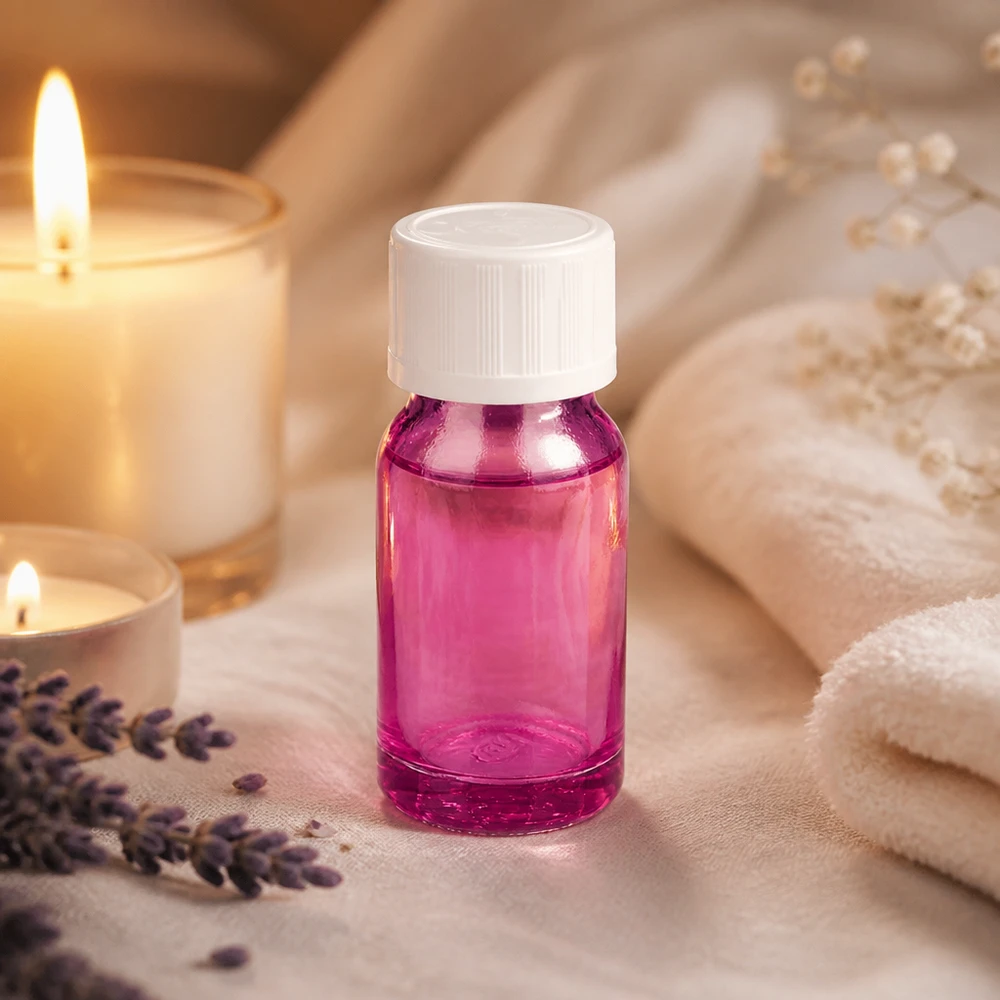 Flacone contagocce da 10 ml con apertura di dosaggio da 1,2 mm, di colore viola, per un utilizzo economico del prodotto.