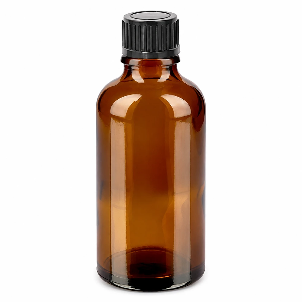 Bottiglia da 50ml 11mm SV nero STD BrownLine UT18/50 Flacone in vetro marrone da 50 ml con tappo a vite nero per oli essenziali e cosmetici