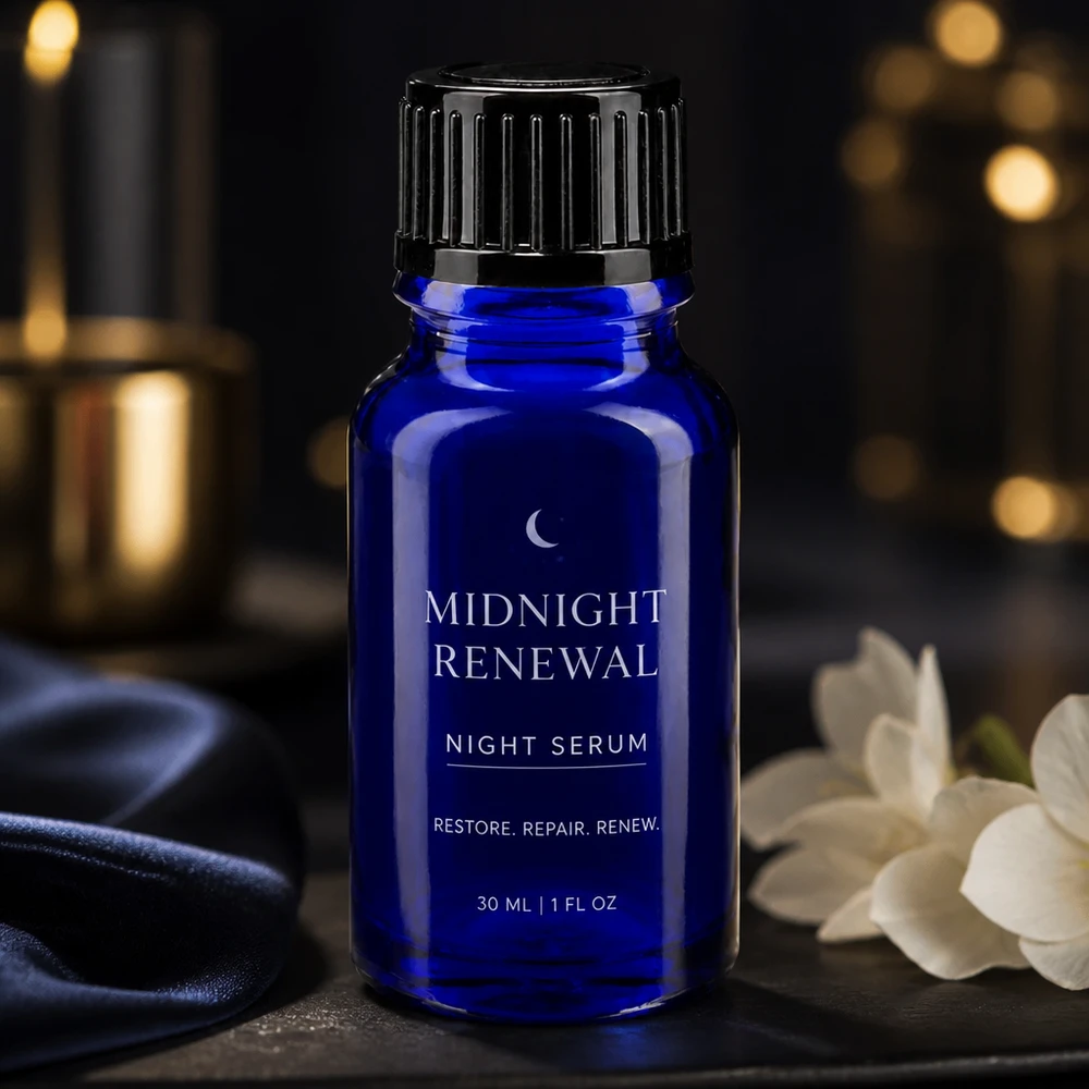Flacone in vetro blu con tappo contagocce per siero da notte 10 ml STD ApoGlas nero