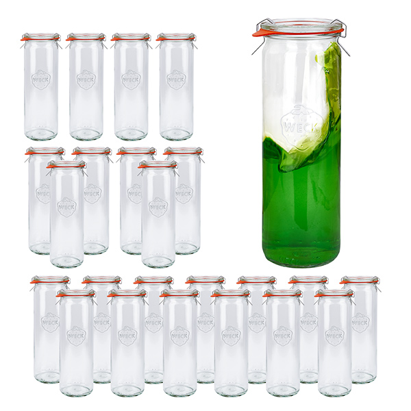 Set di 24 vasi Weck a cilindro da 600 ml, tumbler da 1/2L con coperchio