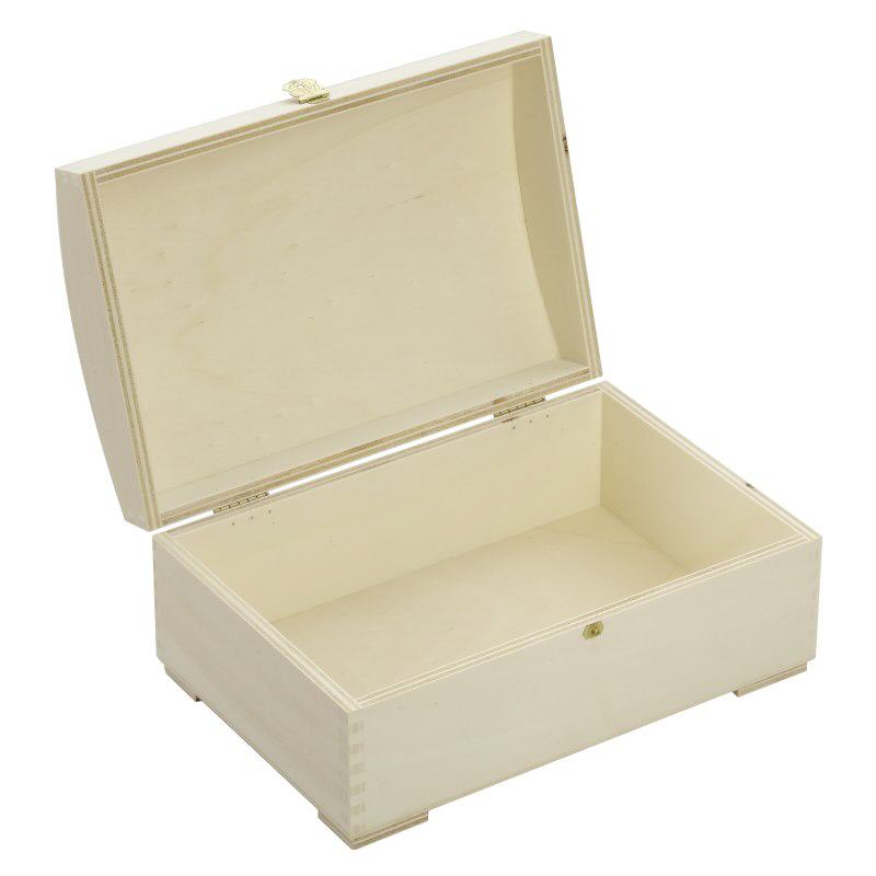 Cassetta di legno con coperchio curvo 26x17x11cm