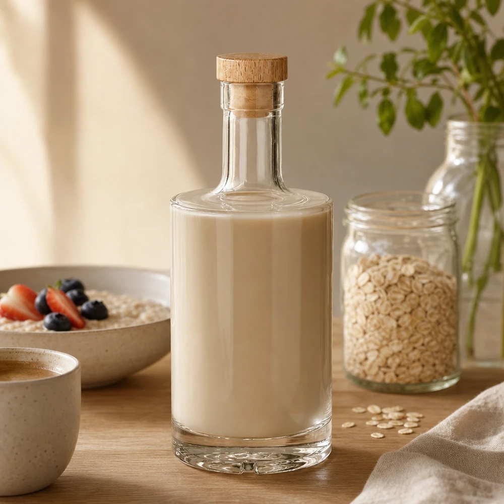 Bottiglia in vetro da 500 ml Nora con tappo in sughero con impugnatura in legno UNiTWIST®