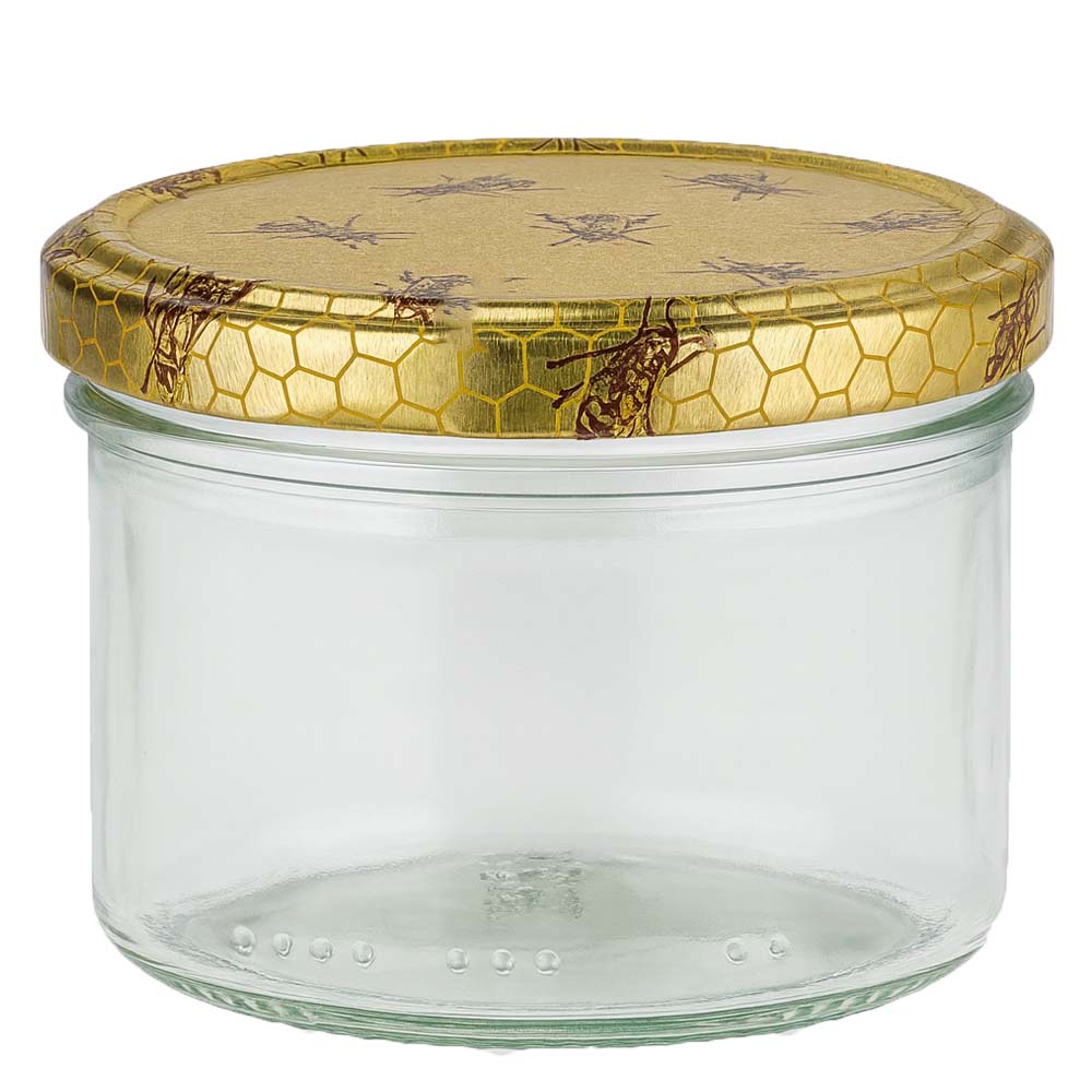Vasetto per miele da 300 g con capsula con motivo a favo BasicSeal UNiTWIST
