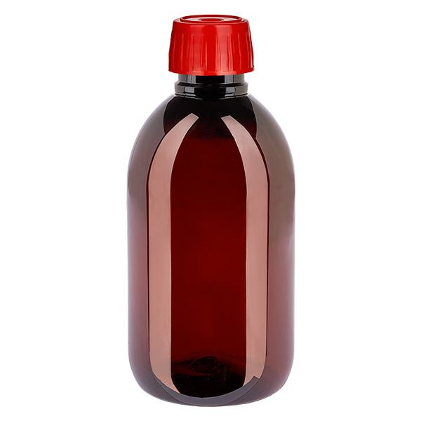 Bottiglia PET 250ml con tappo a vite per degassificazione rosso