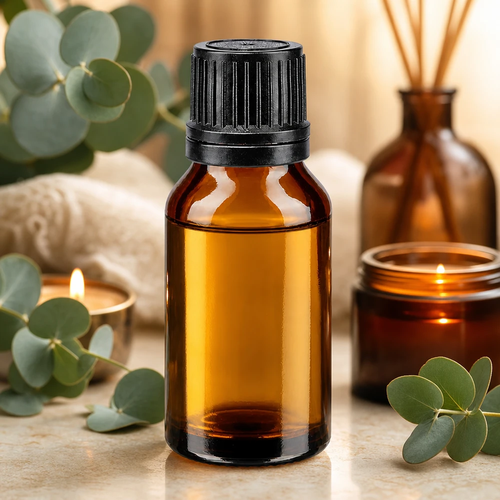 Piccolo flacone da farmacia da 15 ml, marrone, con tappo originale nero, per oli essenziali