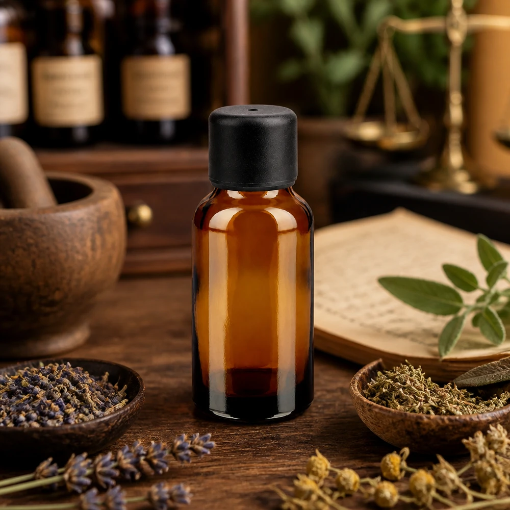 Bottiglia da 20ml 6mm SV nero STD BrownLine UT18/20 Bottiglia in vetro di alta qualità da 20 ml, di colore marrone, con tappo a vite nero per una protezione ottimale del sapore.