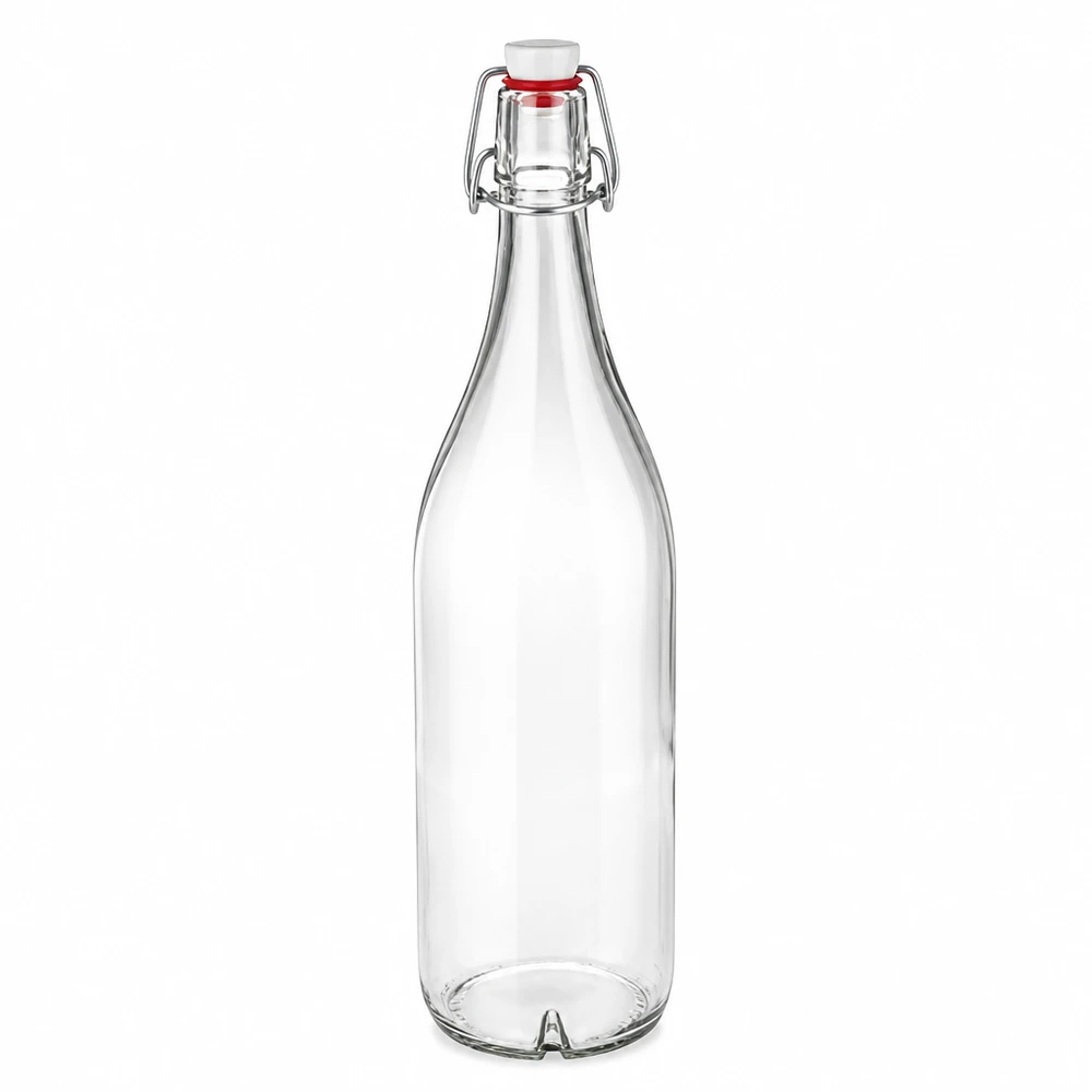 Bottiglia in vetro da 1000 ml con tappo a battente in PVC UNiTWIST trasparente vuota Visualizza l'immagine principale del prodotto