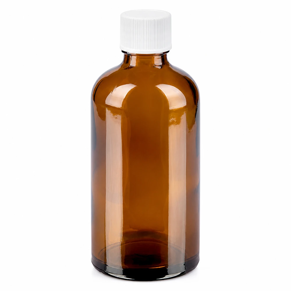Bottiglia da 100ml 11mm SV bianco STD BrownLine UT18/100 Flacone compatto da 100 ml in vetro ambrato con tappo SV bianco per gocce e tinture