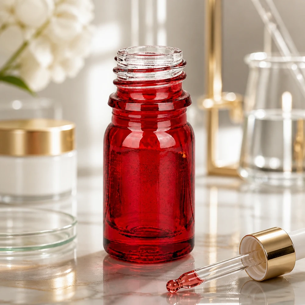 Moderno flacone da farmacia RedLine da 5 ml in rosso rubino con design ergonomico UNiTWIST UT18/5
