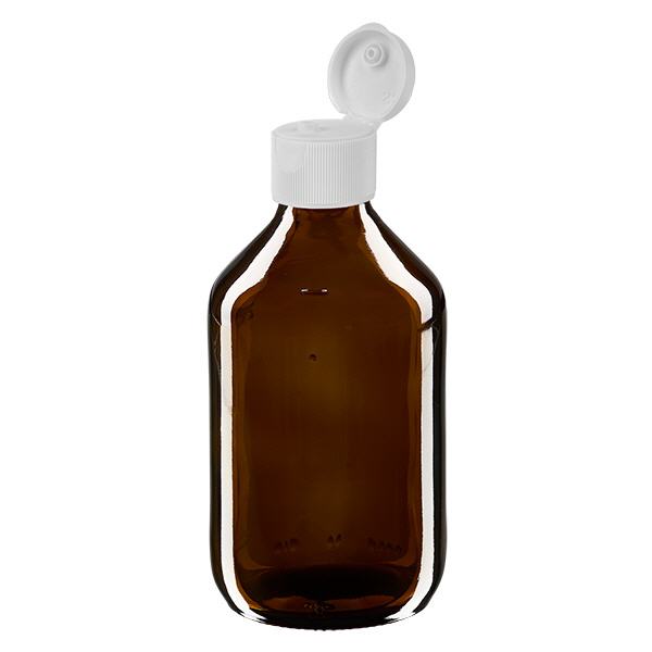 Flacone per medicinali da 250 ml marrone, con tappo flip-top ApoGlas Flacone per medicinali da 250 ml marrone, con tappo flip-top ApoGlas