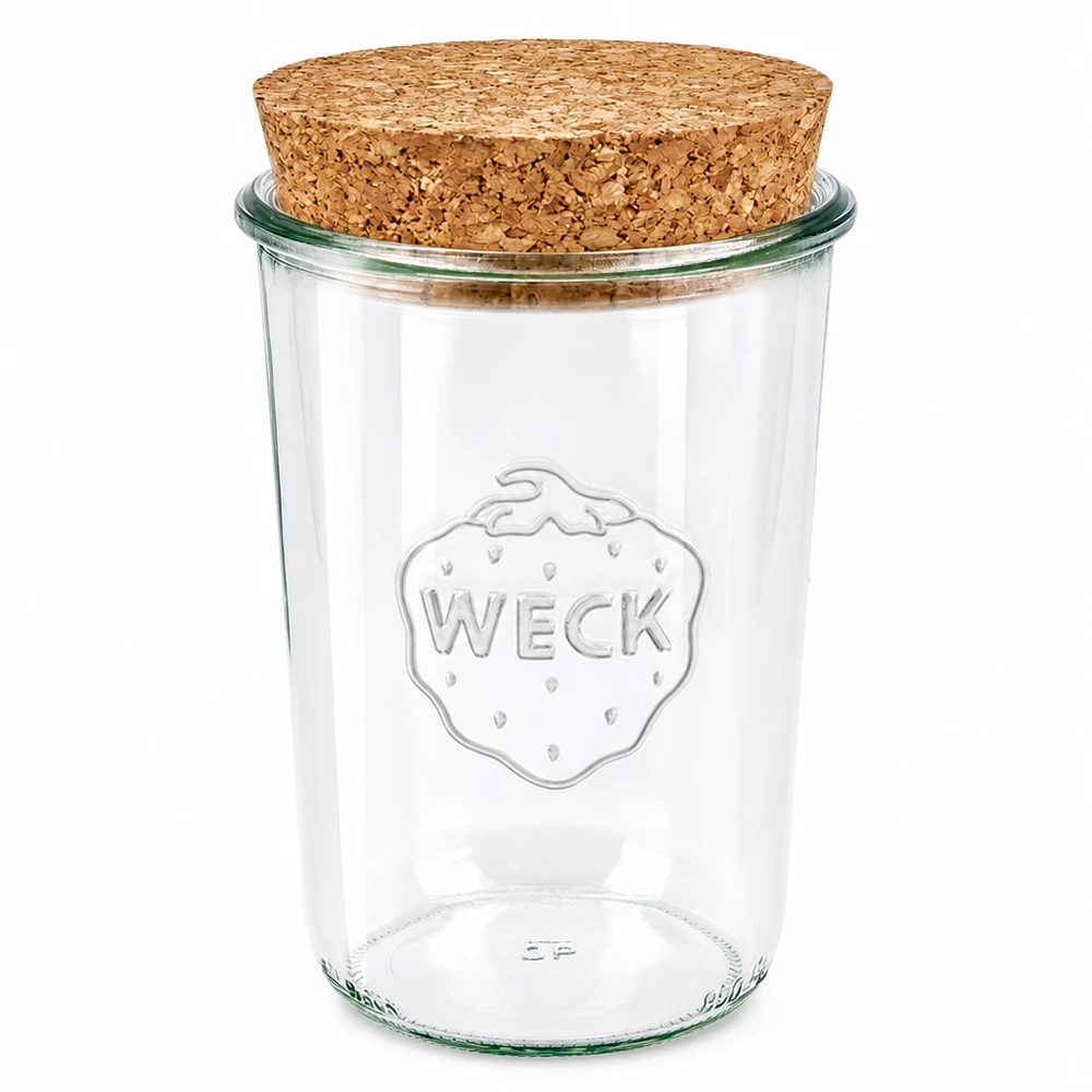 WECK barattolo tumbler 850ml RR100 con coperchio in sughero naturale barattolo per conserve barattolo trasparente