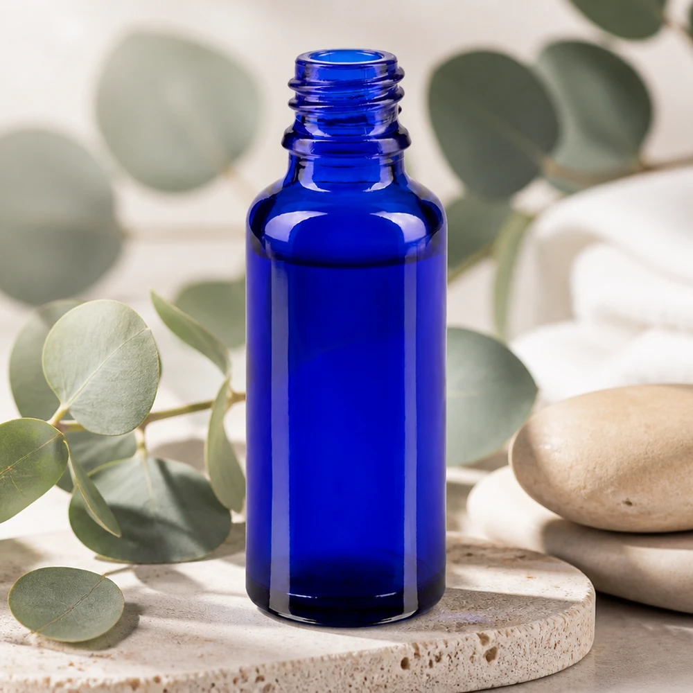 Flacone farmaceutico blu da 30ml ApoGlas Flacone da farmacia ApoGlas da 30 ml, colore blu cobalto, con protezione UV, per oli essenziali e tinture