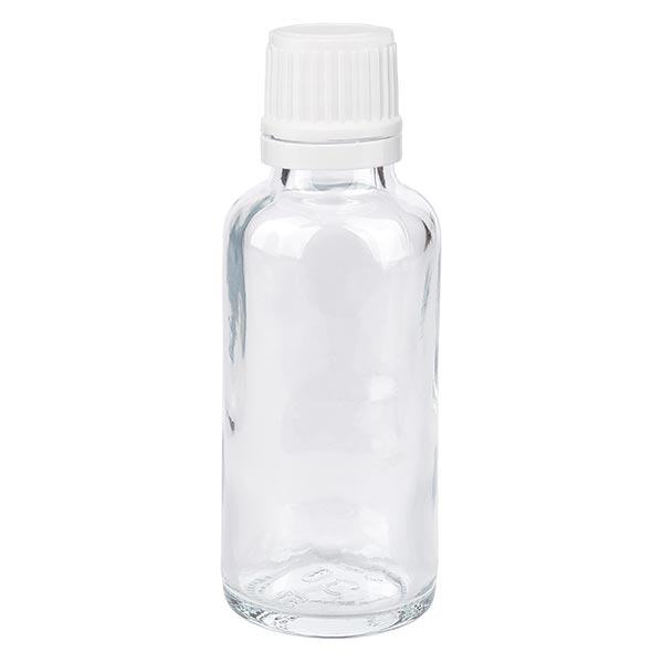 Flacone da farmacia trasparente da 30 ml. SV OV bianco/11mm ApoGlas Flacone da farmacia trasparente da 30 ml. SV OV bianco/11mm ApoGlas