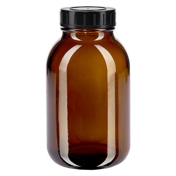 Bottiglia a collo largo da 500ml in vetro ambrato con tappo a vite