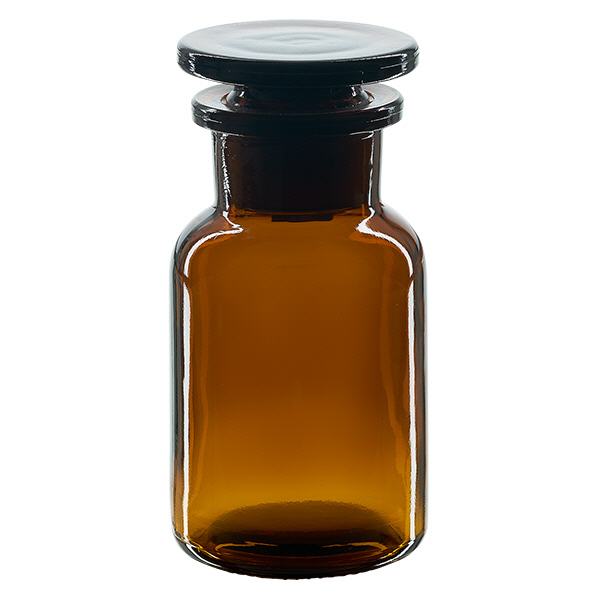 Bottiglia a spalla rotonda 100ml marrone a collo largo con tappo in vetro Bottiglia a spalla rotonda 100ml marrone a collo largo con tappo in vetro