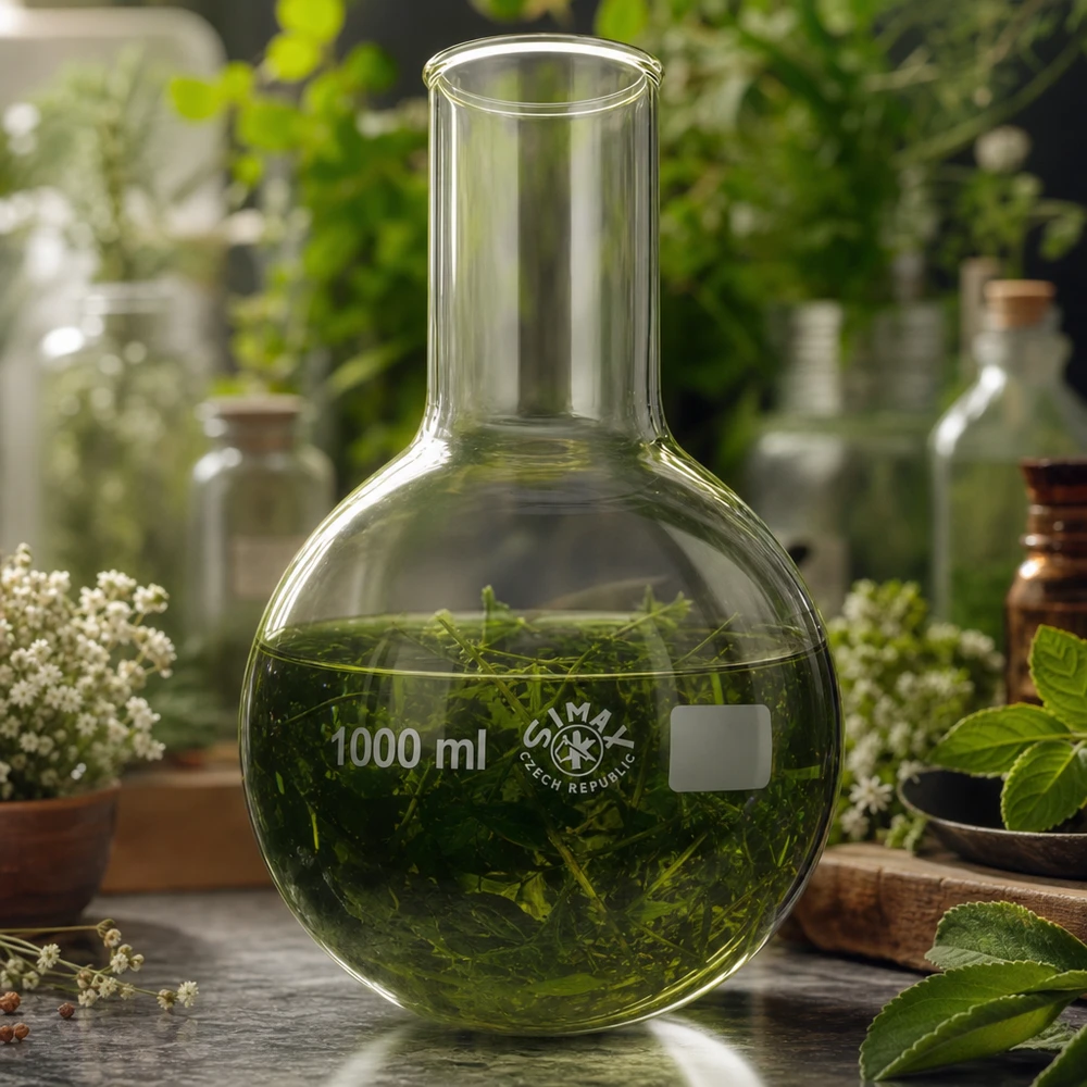Pallone da laboratorio professionale da 1000 ml con robusta parete in vetro per uso intensivo
