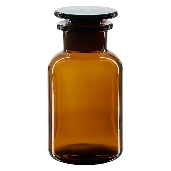 Bottiglia a spalla tonda 250ml marrone collo largo tappo in vetro Bottiglia a spalla tonda 250ml marrone collo largo tappo in vetro