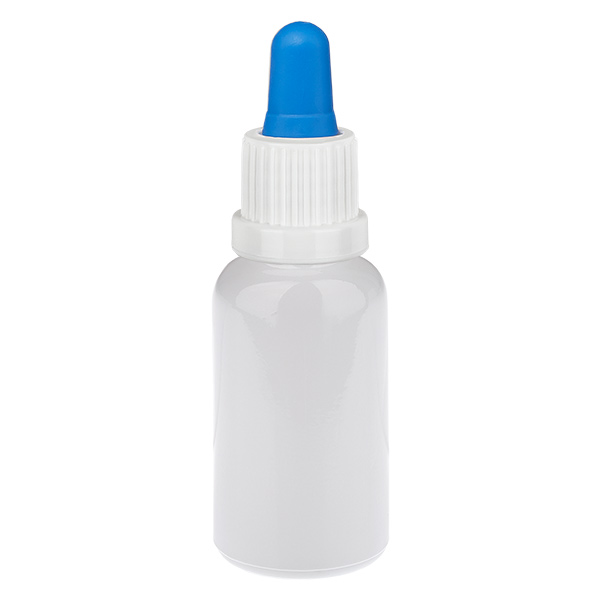 Flacone con pipetta da 20 ml bianco/blu con tappo antimanomissione WhiteLine UT18/20