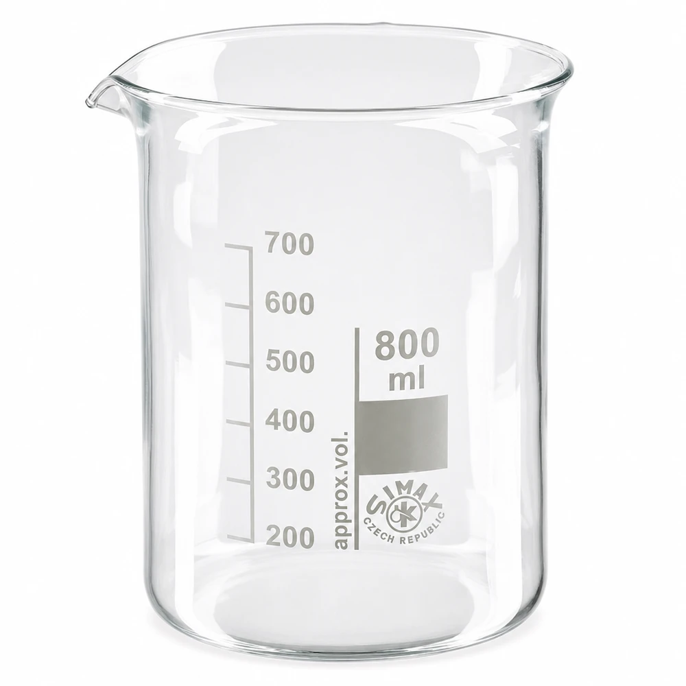 Bicchiere da 800 ml in vetro borosilicato di alta qualità con beccuccio per lavori precisi in laboratorio