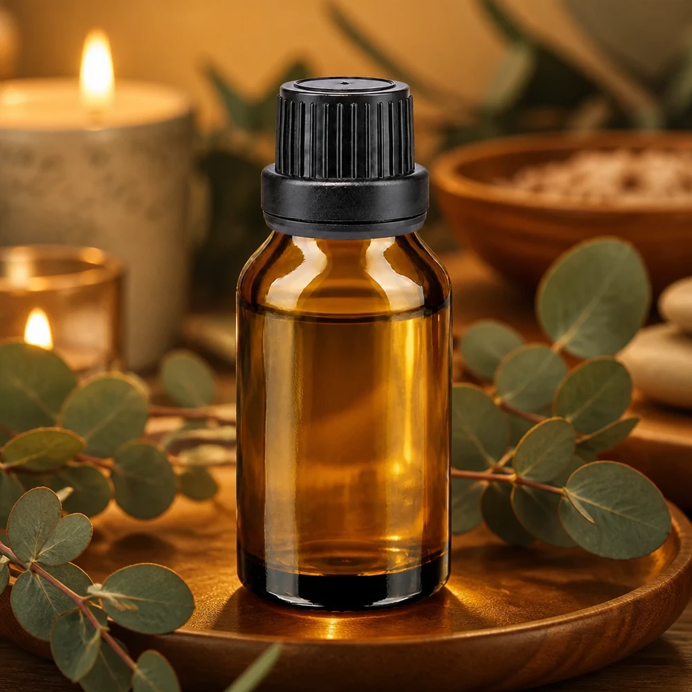 Piccolo flacone da farmacia in vetro ambrato da 15 ml con tappo a vite nero e guarnizione