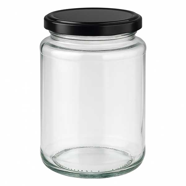 Barattolo rotondo da 382 ml con coperchio BasicSeal nero UNiTWIST.