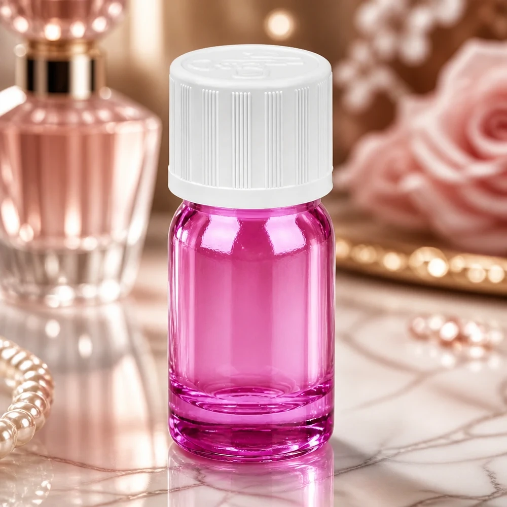 Flacone contagocce da 5 ml 1,2 mm bianco a prova di bambino PurpleLine. UT18/5 Flacone contagocce premium da 5 ml in viola con tappo bianco per applicazioni di laboratorio e prodotti cosmetici