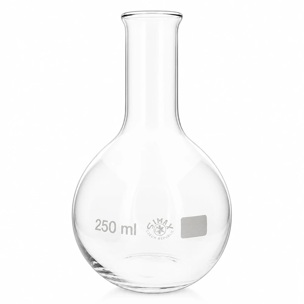 Pallone da 250 ml a collo stretto Pallone in vetro trasparente da 250 ml con area di apertura ridotta