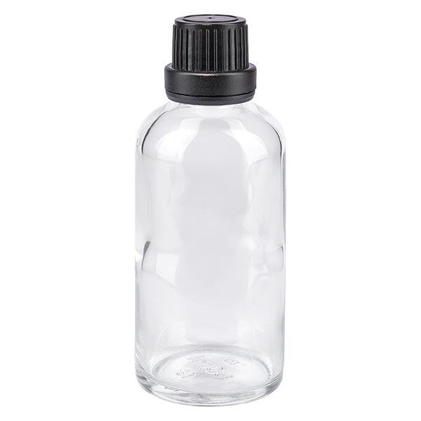 Flacone contagocce trasparente da 50 ml OV nero/2mm ApoGlas