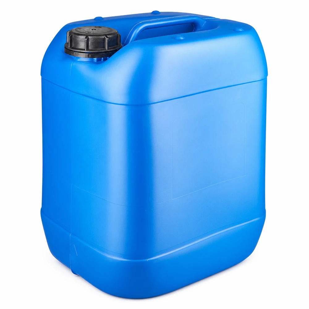 Tanica 20 litri blu con tappo a vite OV Tanica in plastica blu da 20 litri con tappo a vite nero e maniglia di trasporto