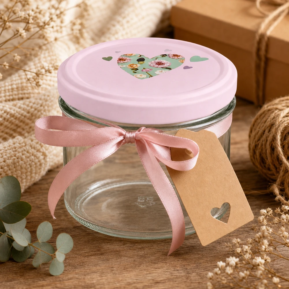 Bicchieri da 225 ml + coperchio BasicSeal cuore rosa UNiTWIST Bicchieri da 225 ml con coperchio a forma di cuore rosa in confezione regalo con fiocco e ciondolo in decorazione romantica