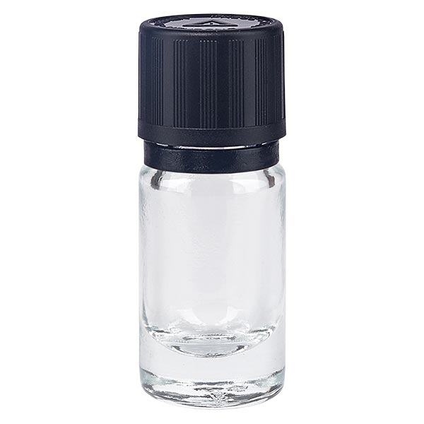 Flacone contagocce trasparente da 5 ml. OV KiSi Bli nero/1mm ApoGlas