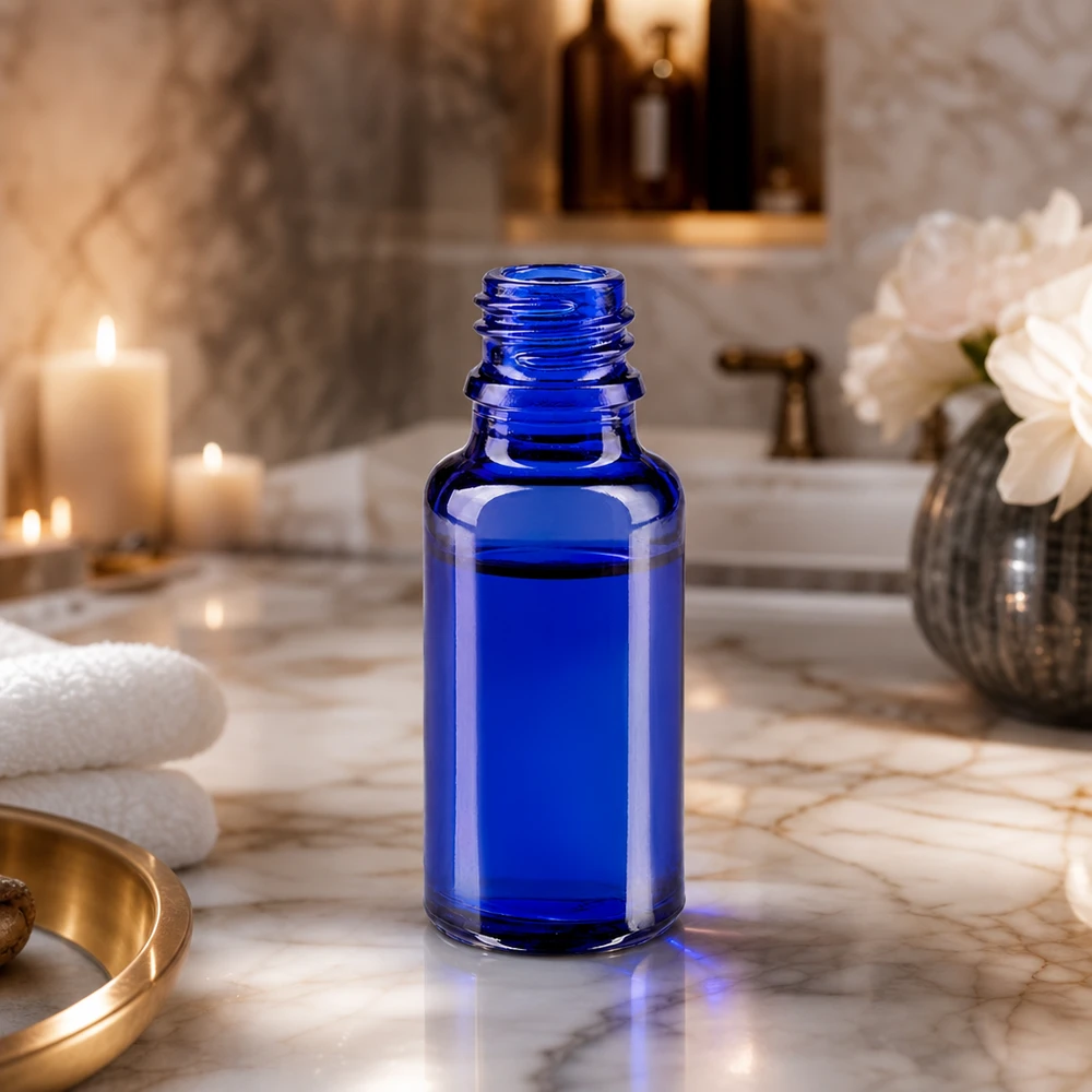 Flacone tradizionale blu da 20 ml in ApoGlas con superficie liscia per una pulizia igienica