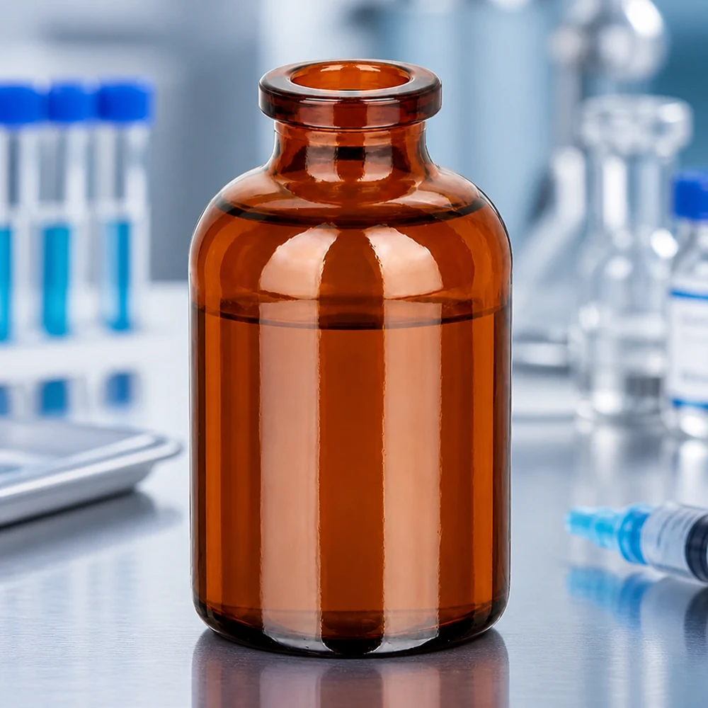 Flacone per iniezione in vetro ambrato 30ml Bernsteinfarbene Injektionsflasche 30ml aus Typ-I-Glas für parenterale Arzneimittel