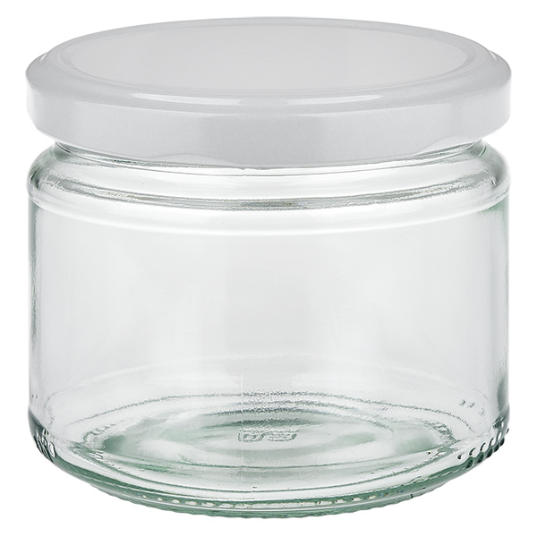 Barattolo rotondo da 330 ml con coperchio BasicSeal bianco UNiTWIST