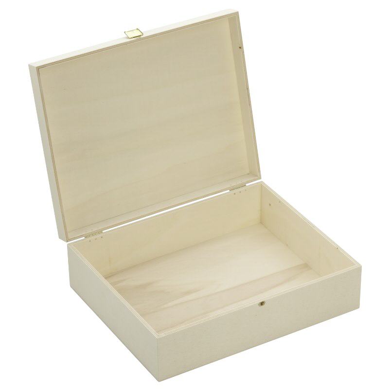 Scatola di legno con coperchio incernierato 35x28x11cm Scatola di legno con coperchio incernierato 35x28x11cm