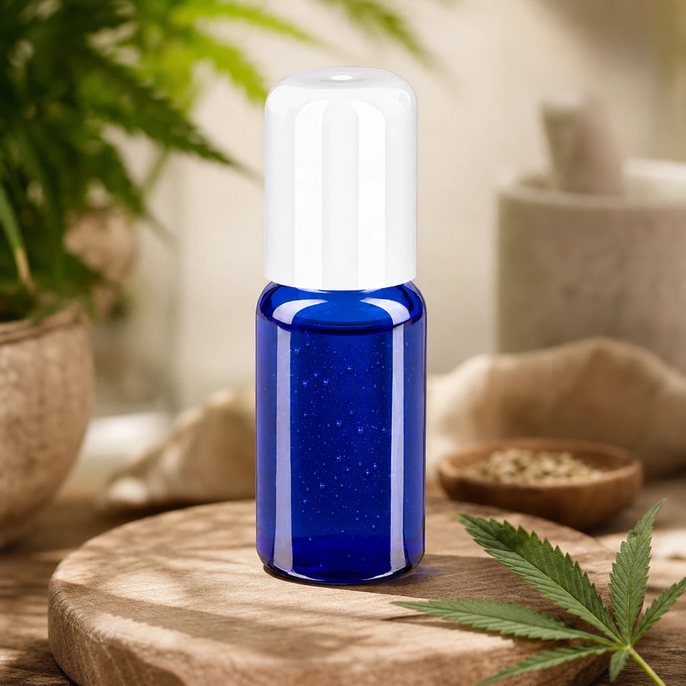 Flacone roll-on da 10 ml bianco STD BlueLine UT18/10 STD BlueLine Roll-On flacone 10ml in vetro blu protettivo dai raggi UV con applicatore bianco