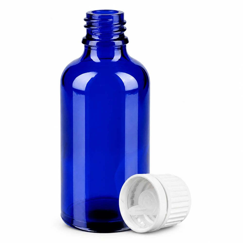 Flacone contagocce da 50 ml 0,7 mm bianco OV BlueLine UT18/50 Flacone contagocce di qualità da laboratorio 50ml blu cobalto con contagocce da 0,7 mm per applicazioni farmaceutiche