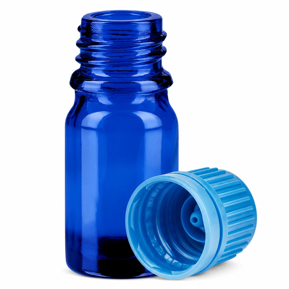 Bottiglia da 5ml 11mm SV blu OV BlueLine UT18/5 Il flacone in vetro blu scuro da 5 ml con tappo a vite protegge le sostanze sensibili alla luce