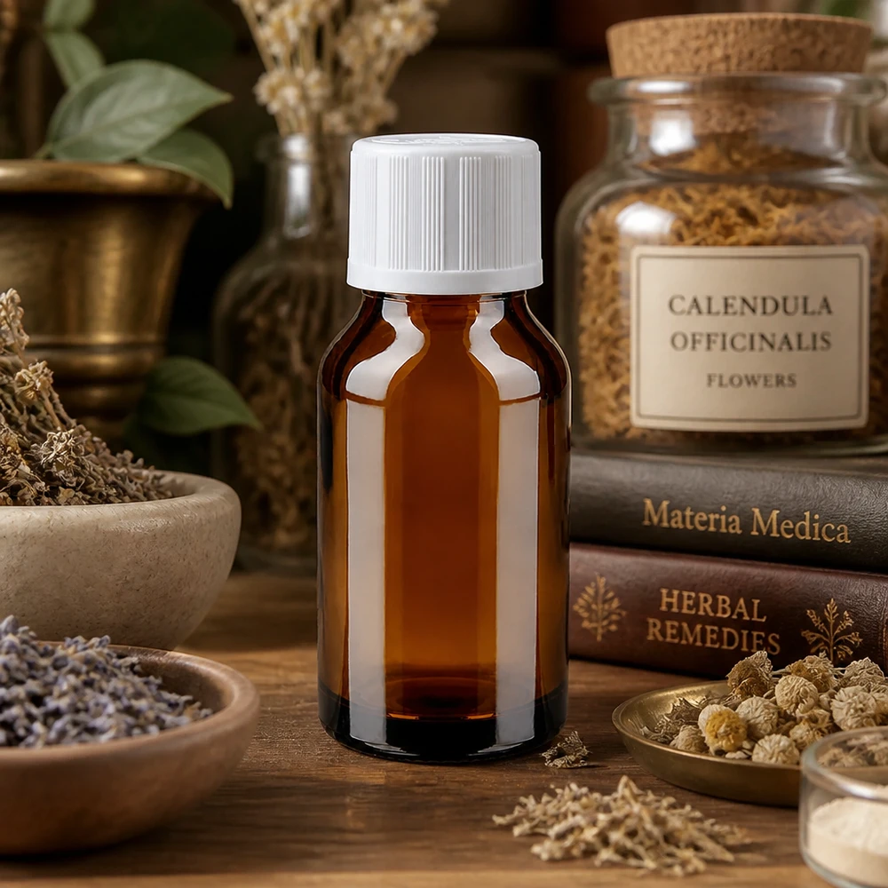Conservare gli oli essenziali in modo sicuro in un flacone da farmacia in vetro ambrato da 15 ml con tappo a vite bianco