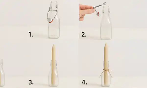 Lampada fai da te con bottiglia e candele