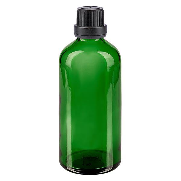 Bottiglia da farmacia verde da 100 ml. SV OV nero/11mm ApoGlas