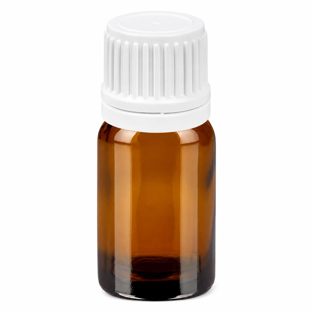 Bottiglia da 5ml 11mm SV bianco OV BrownLine UT18/5 Flacone in vetro marrone da 5 ml con tappo a vite bianco da 11 mm per oli essenziali e cosmetici