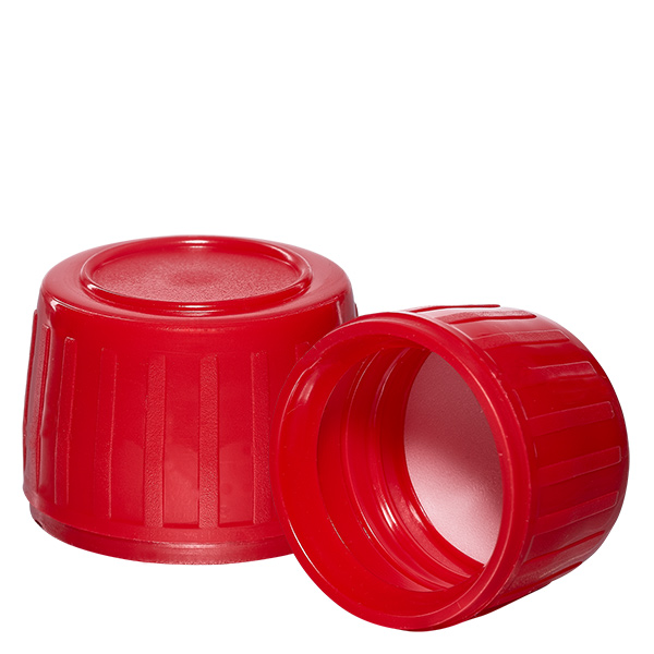 Tappo a vite rosso con anello antimanomissione PP28 ApoGlas Tappo a vite rosso con anello antimanomissione PP28 ApoGlas
