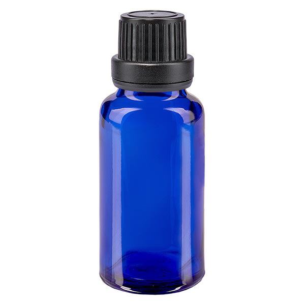 Flacone contagocce blu 20ml OV nero/2mm ApoGlas