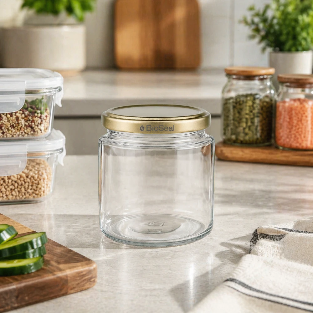 Vasetto per miele da 350 g con capsula dorata BioSeal UNiTWIST Vasetto per miele da 350 g con capsula dorata BioSeal UNiTWIST