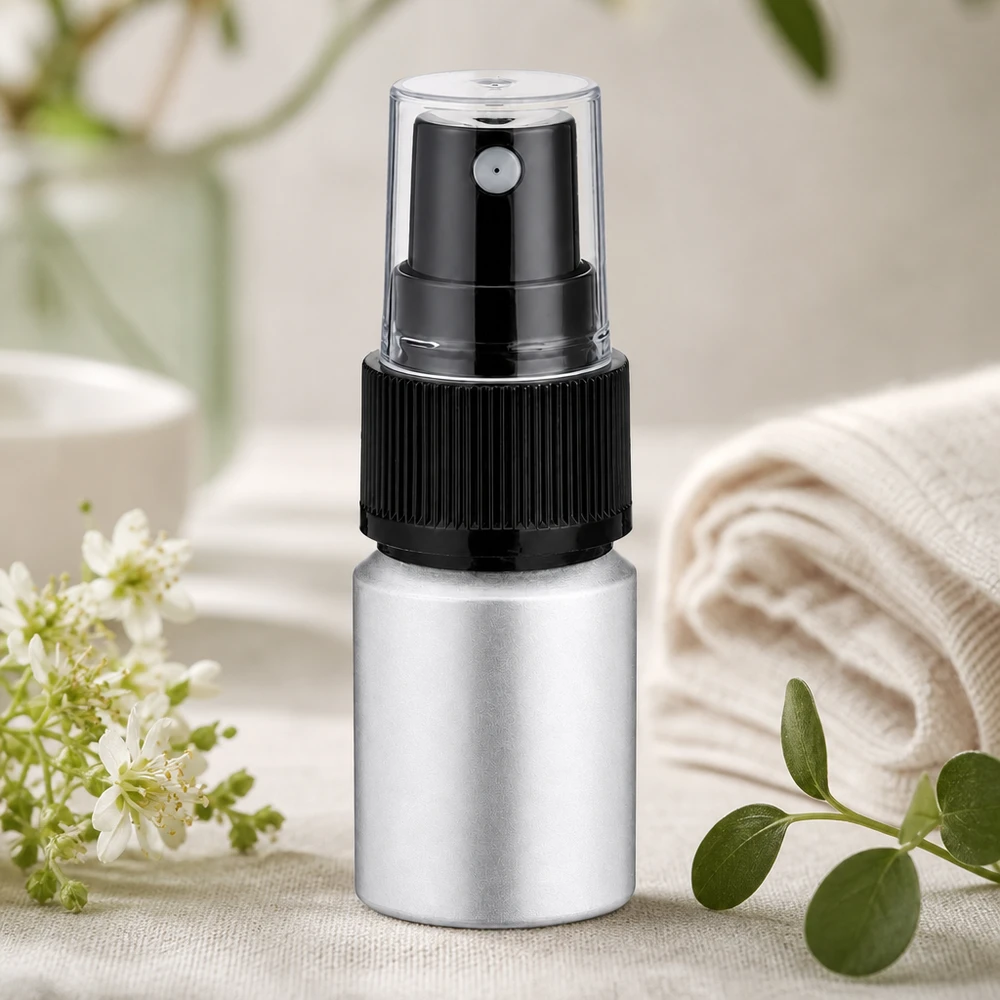 Flacone in alluminio decapato da 10ml con nebulizzatore Flacone spray leggero da 10 ml in alluminio con tappo trasparente, per viaggiare e per l'utilizzo in viaggio