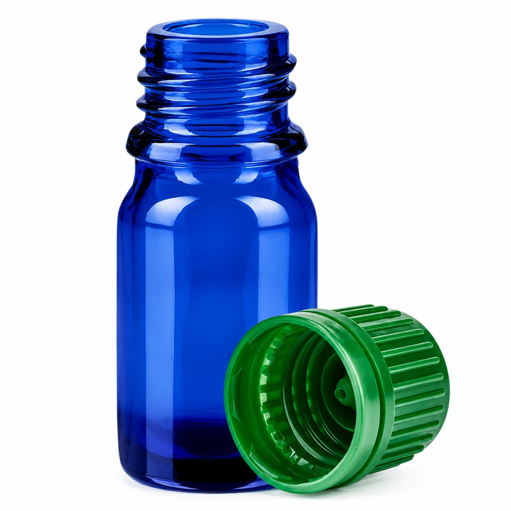 Flacone da 5ml 11mm SV verde OV BlueLine UT18/5 Pratico flacone in vetro da 5 ml in blu cobalto con tappo a vite, per viaggiare e per l'uso.