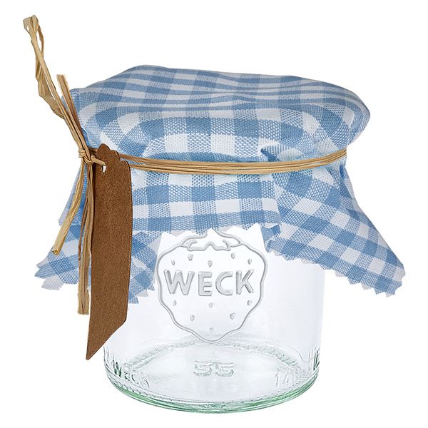 Centrino di stoffa per gioielli azzurro a quadretti 12 cm quadrato