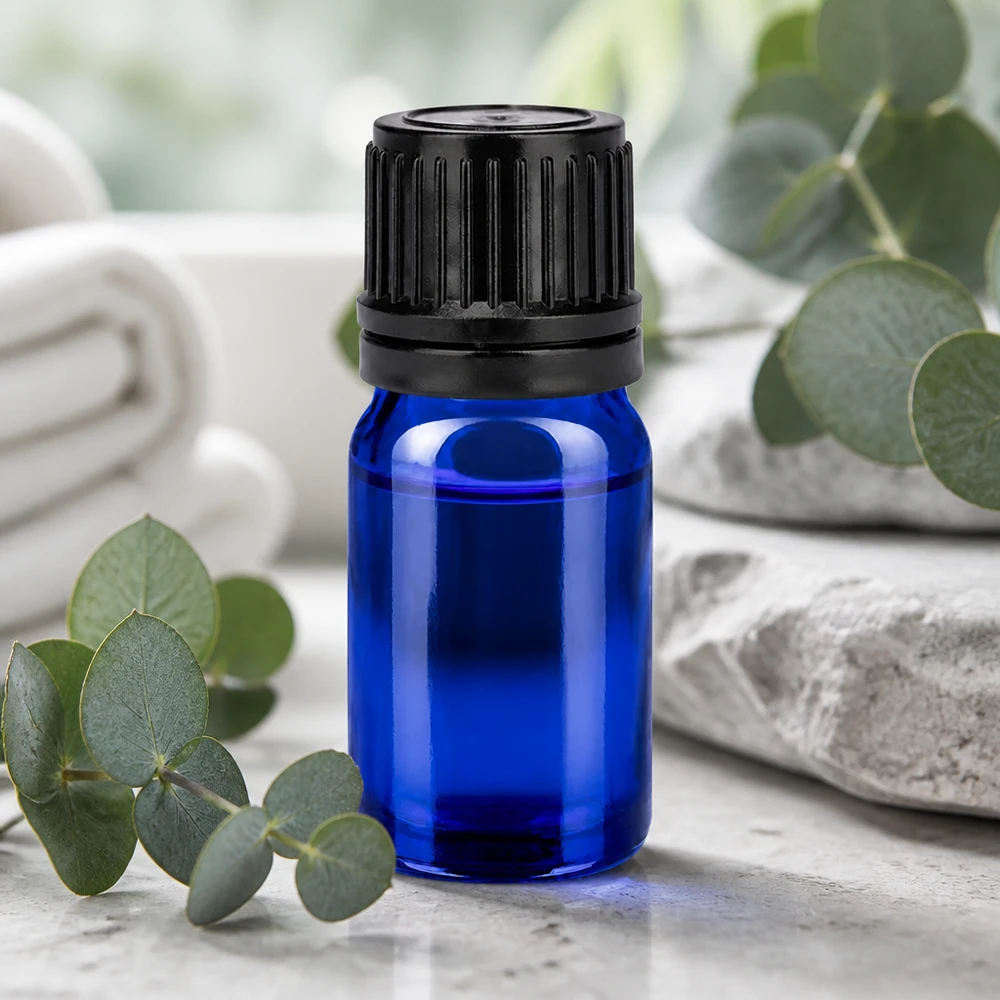 Bottiglia da 5ml 11mm SV nero OV BlueLine UT18/5 Pratico flacone in vetro da 5 ml in blu cobalto con tappo a prova di bambino per l'uso quotidiano