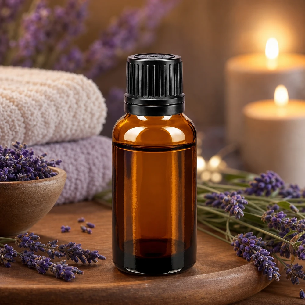 Bottiglia 20ml bre. (Glo.) Bottiglia GR OV nero/8mm ApoGlas Flacone in vetro ambrato da 20 ml con tappo contagocce nero e apertura da 8 mm per aromaterapia e cosmetici naturali